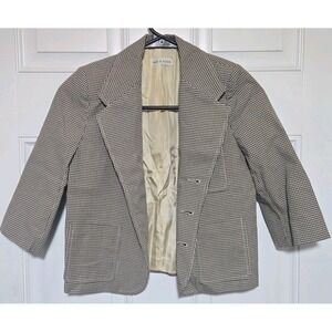 Gap‎ Blazer Vintage Boys Jacket Size XS Checkered Brown Beige Made In Russia